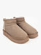 Wildleder Damen Stiefeletten mit Fell in Cognac