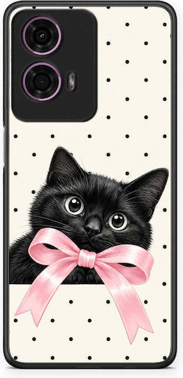Smartfits Black Kitten Pink Bow Polka Dots Hülle für Motorola G24