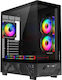 Dervish Mark 1 Gaming Midi Tower Computer Case with Side Window and ARGB Lighting Black