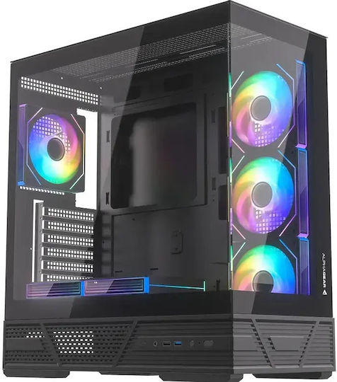 Dervish Mark 2 Gaming Midi Tower Computer Case with Side Window and ARGB Lighting Black