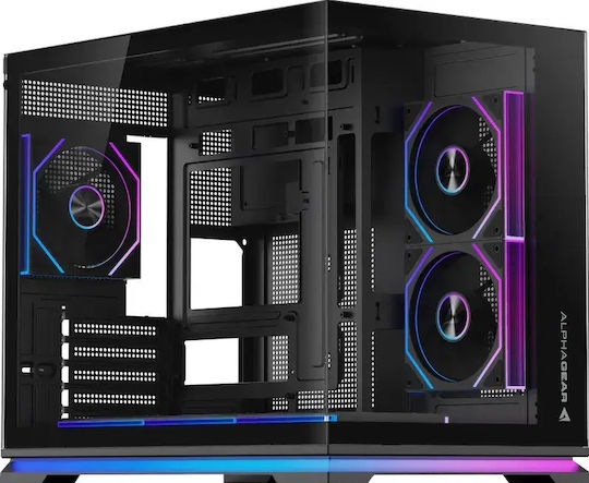 Ironclad Mark 2 Gaming Micro Tower Computer Case with Side Window and ARGB Lighting Black