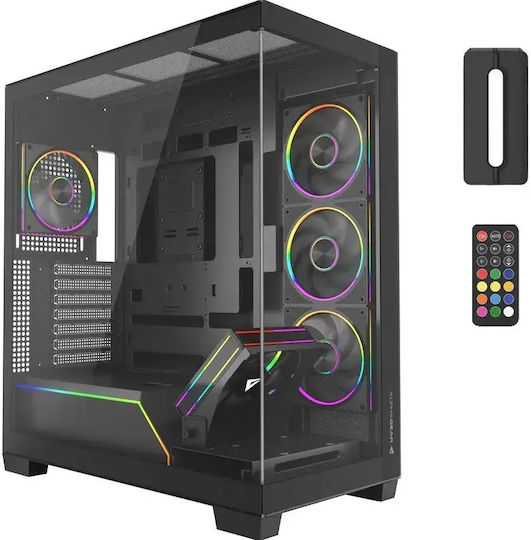 Mirage Mark 3 Gaming Midi Tower Computer Case with Side Window and ARGB Lighting Black