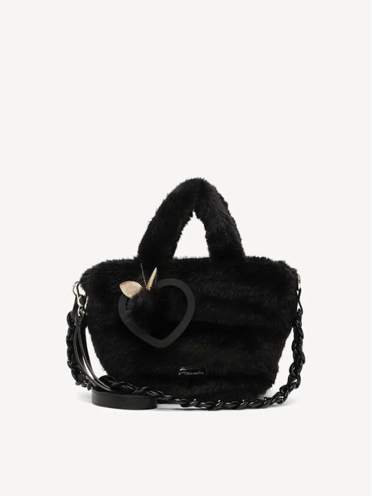 Tamaris Damen-Schultertasche aus Fell Black