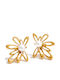 Steel Flower Pearl Gold Earrings