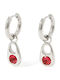 Steel Dangle Earrings Red White
