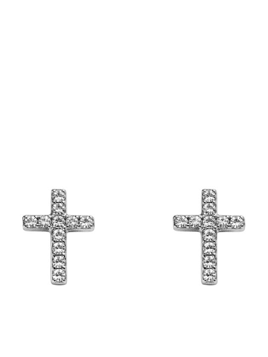 Small Stainless Steel Silver Rhinestone Cross Earrings Small Stainless Steel Silver Rhinestone Cross Earrings