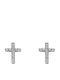 Small Stainless Steel Silver Rhinestone Cross Earrings