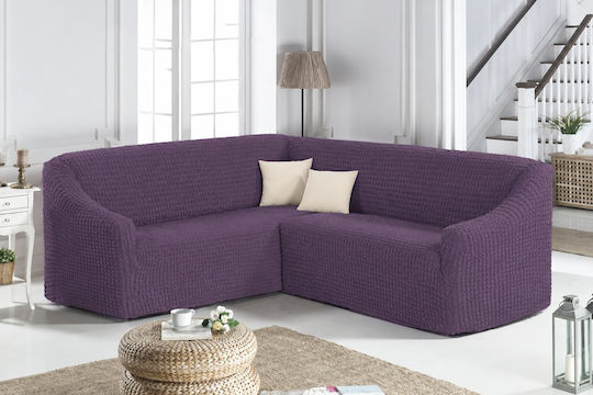 Kraft World Elastischer Überzug für ein Lila Ecksofa