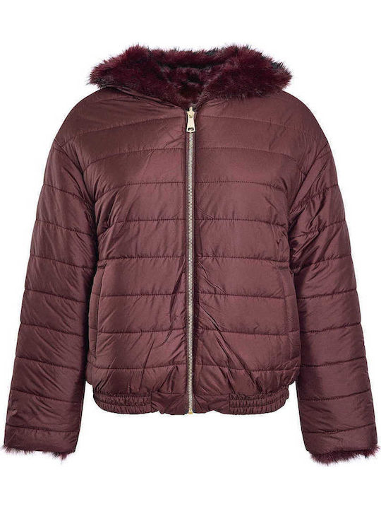 Celestino Geacă Damă Reversibilă Cu Blană Burgundy