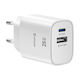 Swissten GaN Charger Without Cable with USB-A Port and USB-C Port 25W Power Delivery White (22071715)