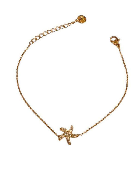 Women's Gold-Plated Steel Chain Bracelet with Zircon