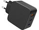 Meliconi GaN-Ladegerät Ohne Kabel mit USB-C-Anschluss 65 W Schnellaufladung 3.0 (TC65WACC)