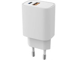 Meliconi Charger with Built-In Cable, USB-A Port and USB-C Port, 30W Power Delivery, White (TC30WPDWH) Meliconi Charger with Built-In Cable, USB-A Port and USB-C Port, 30W Power Delivery, White (TC30WPDWH)