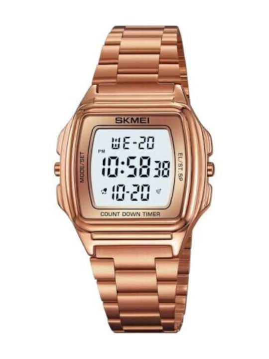 Digital Women's Watch 36.6mm Battery Powered with Rose Gold Metal Bracelet