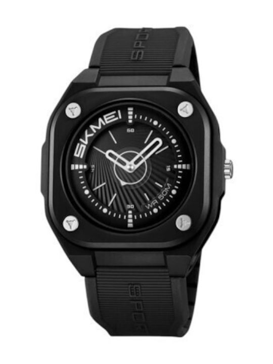 Women's 44.8mm Battery-Powered Watch with Black Silicone Strap