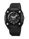 Women's 44.8mm Battery-Powered Watch with Black Silicone Strap