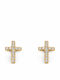 Small Stainless Steel Silver Rhinestone Cross Earrings