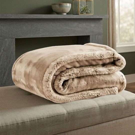 SpitiBazaar Sherpa Single Blanket 150x200cm Beige