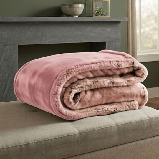SpitiBazaar Sherpa Blanket Single 150x200cm Dusty Pink