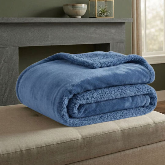 SpitiBazaar Sherpa Single Blanket 150x200cm Blue