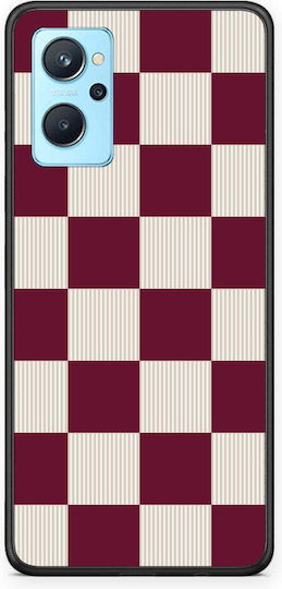 Smartfits Burgundy Cream Striped Checks Oppo A96 Case