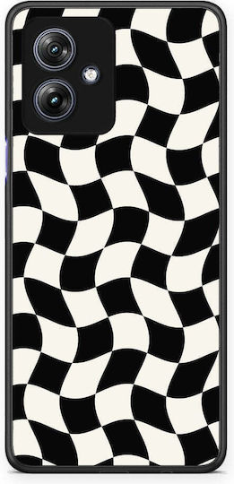 Smartfits Schwarze Cremefarbene Wellenförmige Schachbrett Motorola Moto G54 Hülle