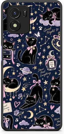 Smartfits Celestial Black Cats On Navy Husă pentru Vivo Y01 Y15s