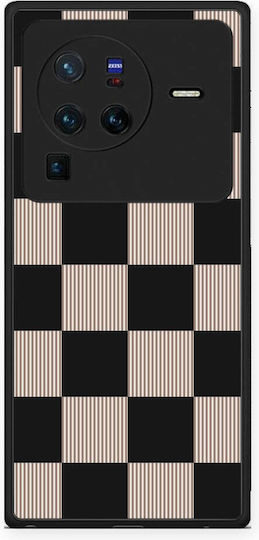Smartfits Husă Neagră Taupe cu Dungi și Carouri pentru Vivo X80 Pro 5G