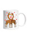 2 Giraffes Forming a Heart With Their Necks, Love, Valentine's Day, Admiration, Red, Affection, Feelings, Bow White Ceramic Mug 330ml (Personalized)