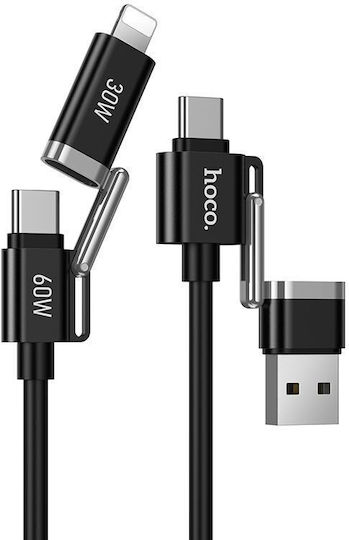 Hoco USB to Lightning / Type-C Cable 3A Μαύρο 1.2m 318576