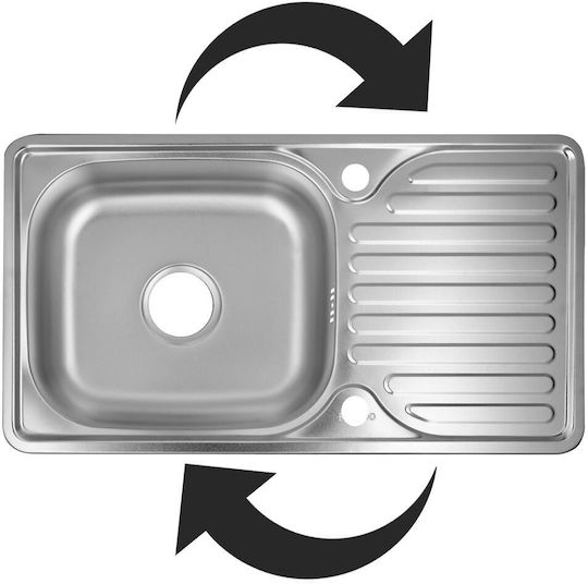 Sanitec Ένθετος Νεροχύτης Inox Μ76xΠ43.5cm Γκρι