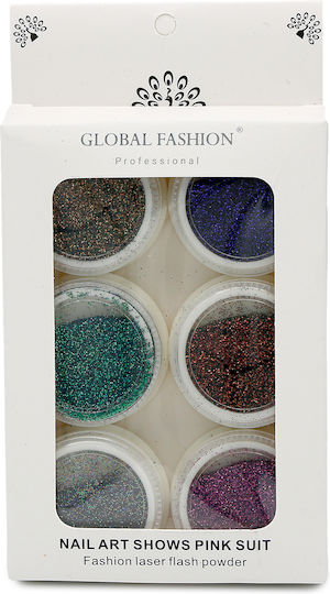Set de sclipici pentru decorarea unghiilor Global Fashion, 6 bucăți