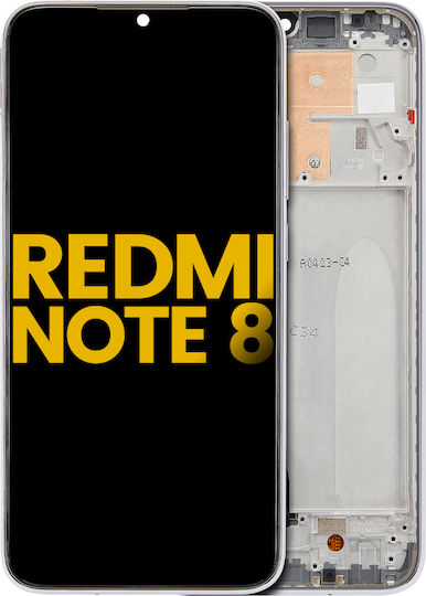 LCD Модул с рамка Xiaomi Redmi Note 8 Redmi Note 8 2021 Aftermarket Plus Лунно бял