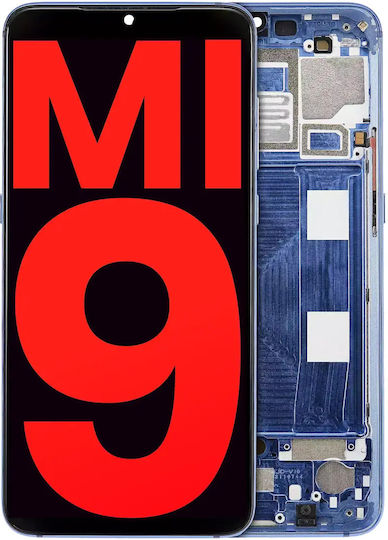 Oled-Displayeinheit mit Rahmen für Xiaomi Mi 9 Aftermarket Plus Ozeanblau