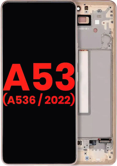 Ansamblu OLED cu ramă pentru Samsung Galaxy A53 5G A536 2022 6,46" Aftermarket Plus, Culoarea Piersicii