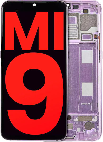 OLED-Baugruppe mit Rahmen für Xiaomi Mi 9 Aftermarket Plus Lavendelviolett