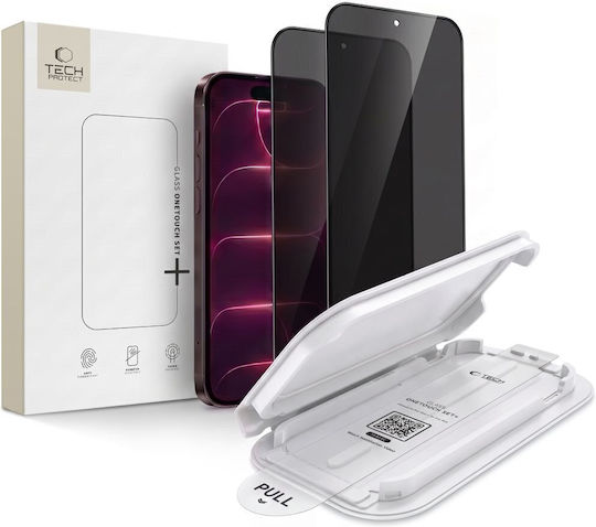 Tech-protect Iphone 18 Pro Full Screen Αντιχαρακτικό Γυαλί Οθόνης Onetouch Set Spy Plus 2 Τεμάχια Privacy