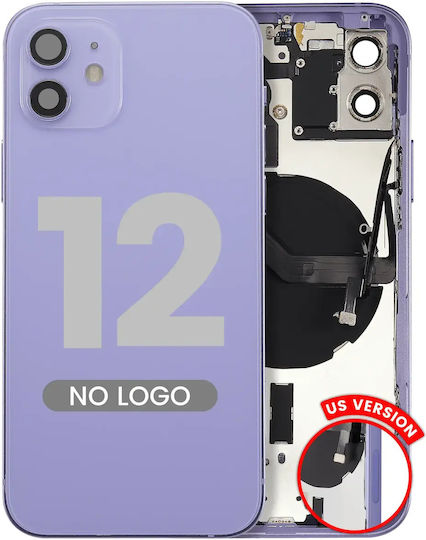 Заден корпус с малки части за iPhone 12, версия за САЩ, алтернативен, Plus, лилав