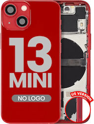 Backcover mit Kleinteilen für iPhone 13 Mini US-Version, Aftermarket Plus, Rot Backcover mit Kleinteilen für iPhone 13 Mini US-Version, Aftermarket Plus, Rot