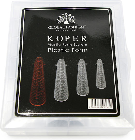 Global Fashion Top Plastik-Nagelformen 120 Stück, Gewölbt, Mandelförmig, Schlangenmuster