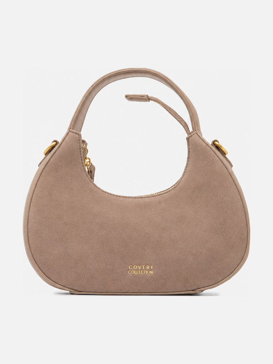 Beige Damen-Stoffhandtasche / Crossbody-Tasche