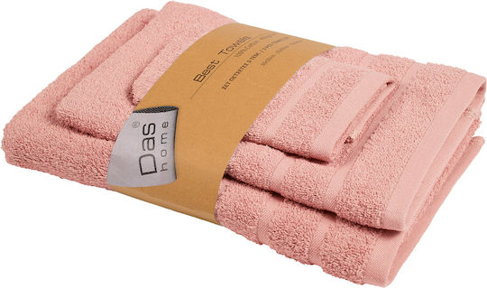 24home.gr Bath Towel Set 3 pcs Salmon