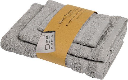 24home.gr Set of Towels 3 pcs Grey