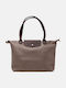 Beige-dunkle Damen-Schulter-/Handtasche aus Stoff