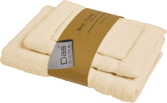 24home.gr Set of 3 Cream Towels