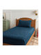 Cosy Life Single Flannel Fitted Sheet Set with 1 Pillowcase 100x200cm Petrol Blue (2pcs)