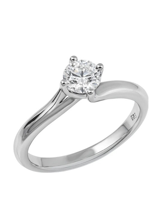 14K White Gold Solitaire Ring with Synthetic Diamond 14K White Gold Solitaire Ring with Synthetic Diamond