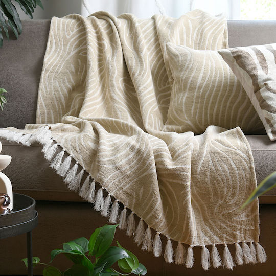 S-f Felidae Chenille Armchair Throw 125x150cm Beige