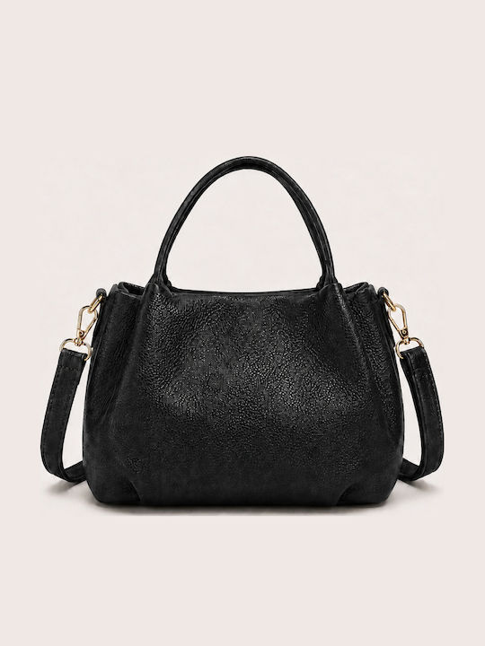 Schwarze Damen-Stofftasche zum Tragen in der Hand oder als Crossbody