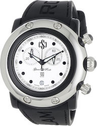 Glam Rock Herrenuhr 46 mm Quarz-Chronograph mit schwarzem Silikonarmband